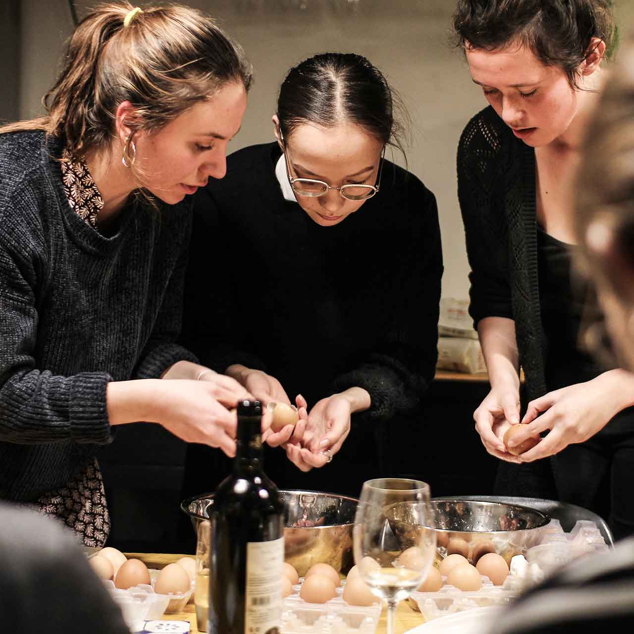 Cooking together in the kitchen